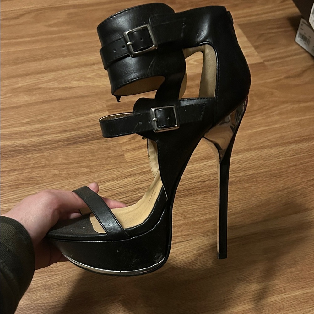 Elegant Black High Heel Sandals